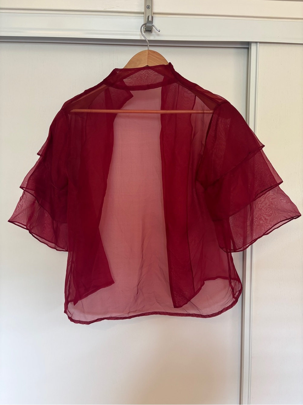 Silk Evening Jacket Sheer Organza One Size Modest French Timeless Tiered Flare - Picture 4 of 6